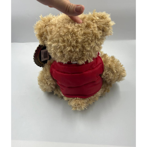 FAO Schwarz Plush Stuffed Fuzzy Teddy Bear Red Vest Striped Scarf NEW NWT - Picture 2 of 9